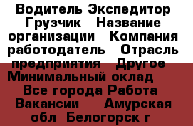 Водитель-Экспедитор-Грузчик › Название организации ­ Компания-работодатель › Отрасль предприятия ­ Другое › Минимальный оклад ­ 1 - Все города Работа » Вакансии   . Амурская обл.,Белогорск г.